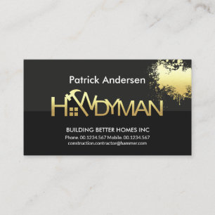 Gold Handyman Paint Spritzer Signage Visitenkarte