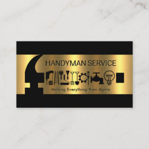 Gold Handyman Reparaturwerkzeuge Hammer Visitenkarte