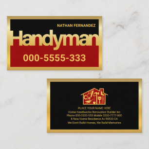 Gold Handyman Schild Rahmen Builder Visitenkarte