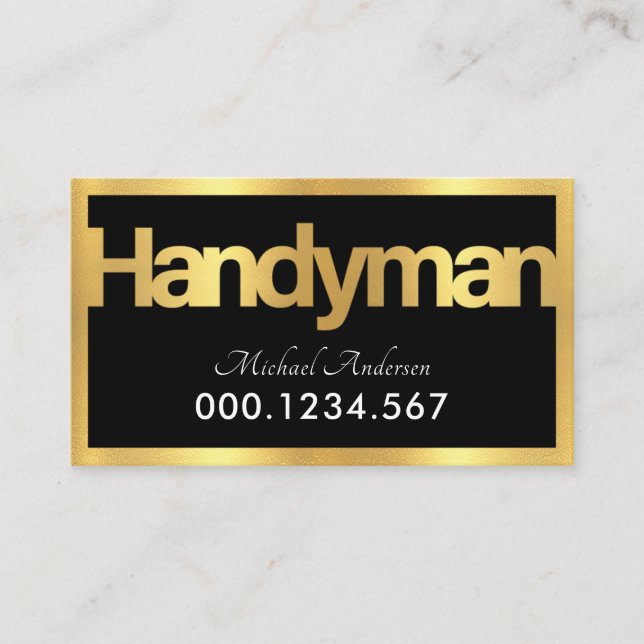 Gold Handyman Signage Frame Visitenkarte (Vorderseite)
