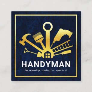 Gold Handyman Tools Frame Quadratische Visitenkarte