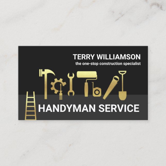 Gold Handyman Tools Gray Layers Remodeling Visitenkarte (Vorderseite)
