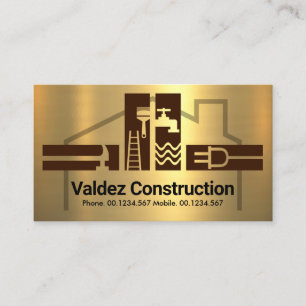 Gold Handyman Tools House Frame Visitenkarte