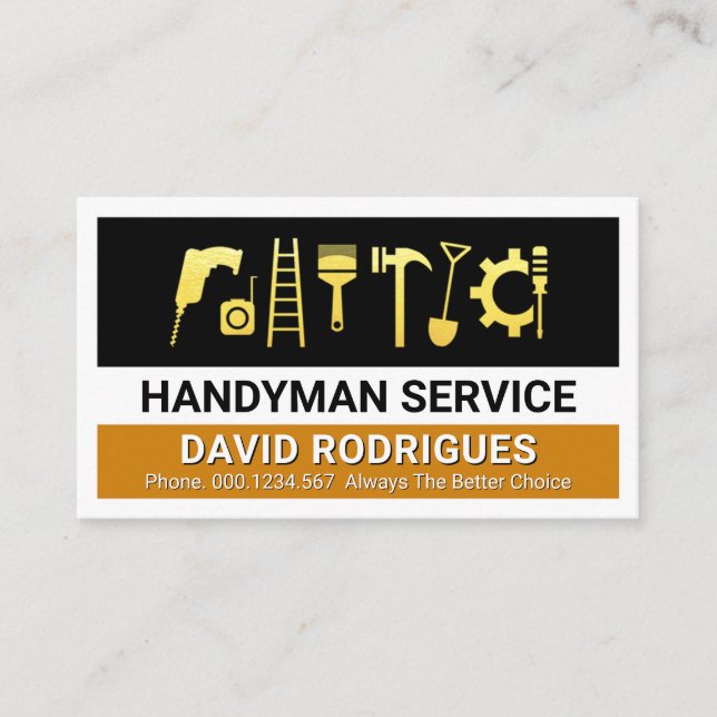 Gold Handyman Tools Layers Visitenkarte (Vorderseite)