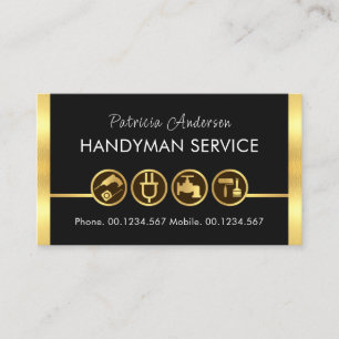 Gold Handyman Tools Line Visitenkarte
