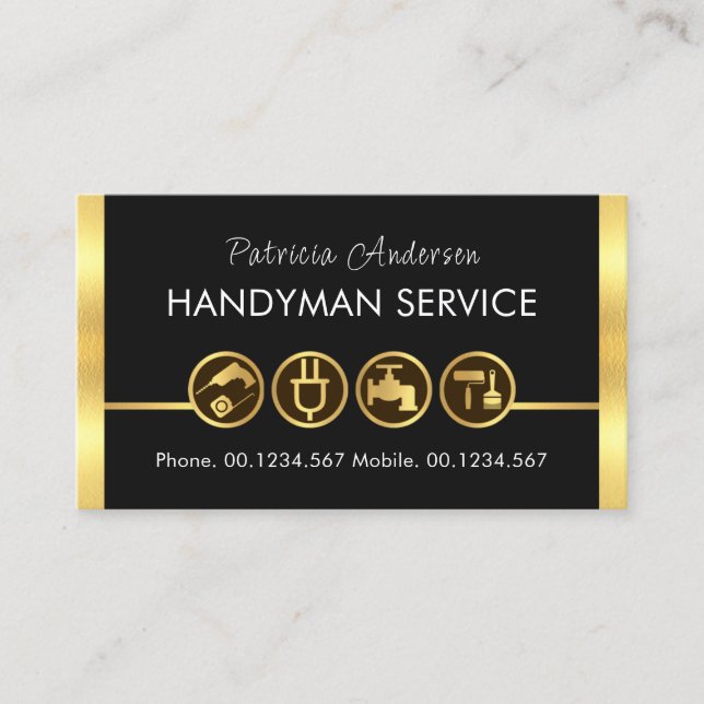 Gold Handyman Tools Line Visitenkarte (Vorderseite)