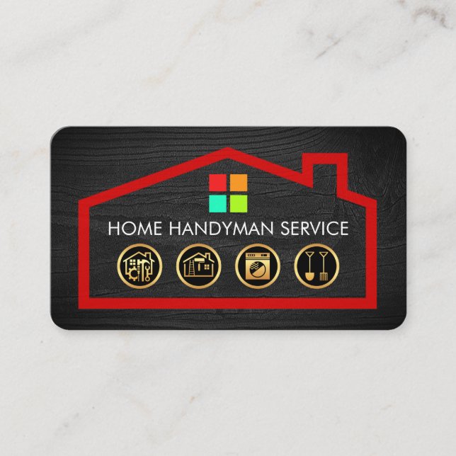 Gold Handyman Tools On Building Frame Visitenkarte (Vorderseite)