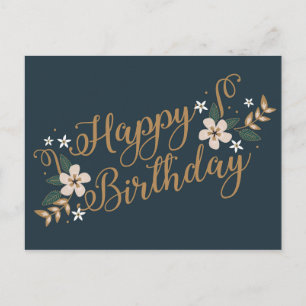 Gold Happy Birthday Postkarte