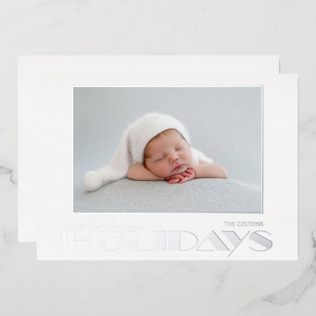 Gold Happy Holidays Foto Foil Folien Feiertagskarte (Vorderseite/Rückseite)