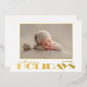 Gold Happy Holidays Foto Folien Feiertagskarte