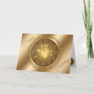 Gold Happy Holidays Karte
