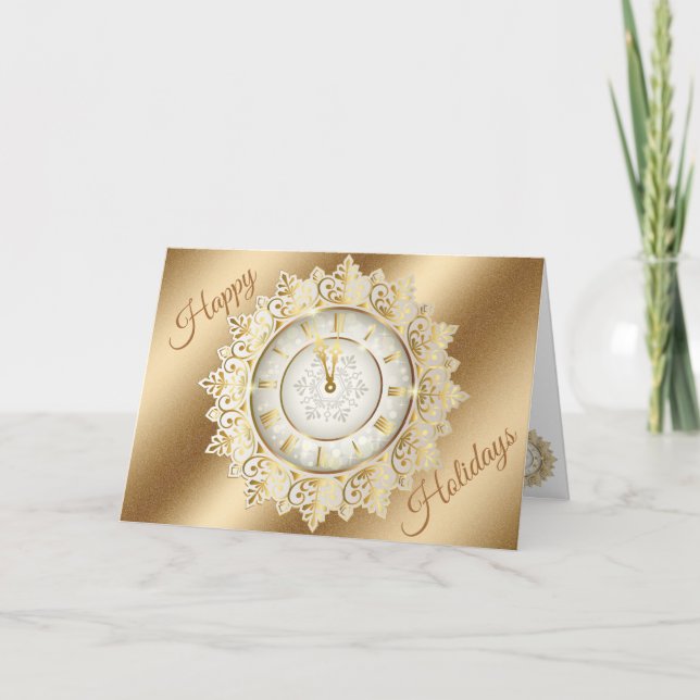 Gold Happy Holidays Karte (Vorderseite)