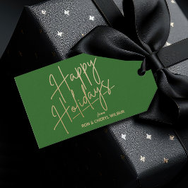 Gold Happy Holidays Luxe Green Geschenkanhänger