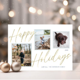 Gold Happy Holidays Script 3 Foto Urlaubskarte Feiertagskarte