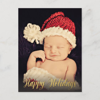 Gold Happy Holidays Xmas Script Foto Postkarte