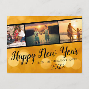 Gold Happy New Year Foto Collage Postkarte