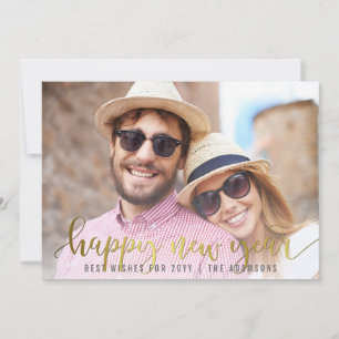Gold Happy New Year Script Benutzerdefiniertes F Feiertagskarte