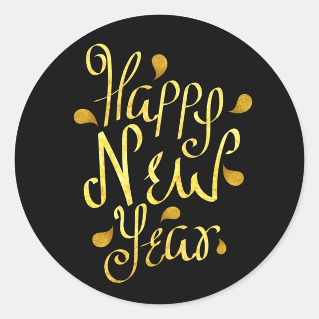 Gold Happy New Year Sticker (Vorderseite)