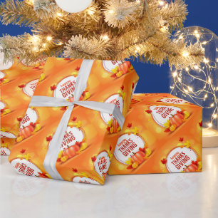Gold Happy Thanksgiving Pumpkin Geschenkpapier