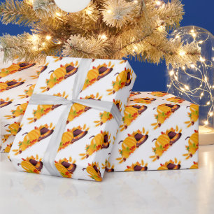 Gold Happy Thanksgiving Pumpkin Geschenkpapier