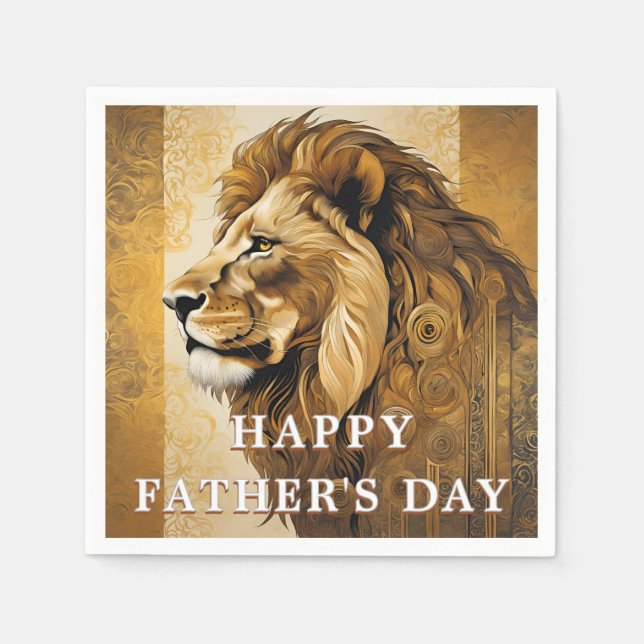 Gold Happy Vathers Day Serviette (Vorderseite)