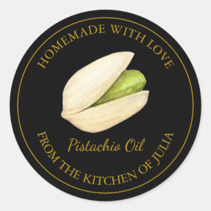 Gold-hausgemachte Pistachio-Öl-Label   Schwarz Runder Aufkleber