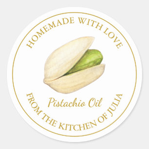 Gold-hausgemachte Pistachio-Öl-Label weiß Runder Aufkleber