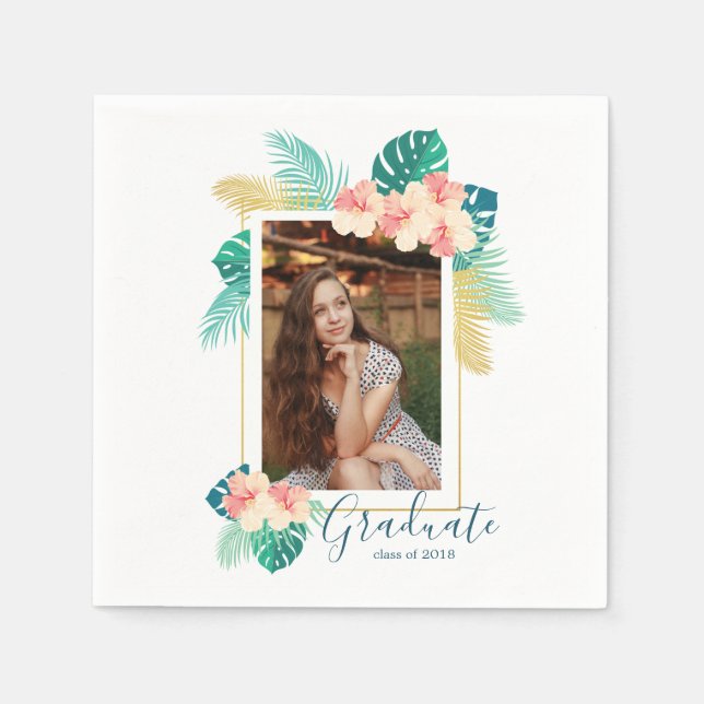 Gold Hawaiian Hibiskus Graduation Party Neapel Serviette (Vorderseite)