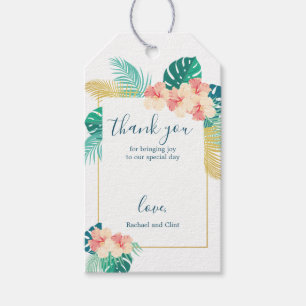 Gold Hawaiian Hibiskus Hochzeit Dankeschön Karten Geschenkanhänger