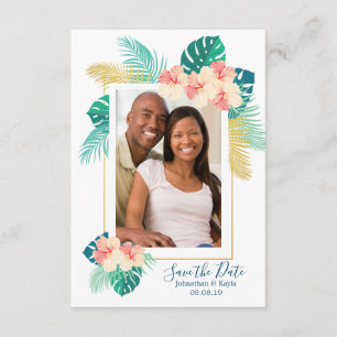 Gold Hawaiian Hibiskus Hochzeit speichern Sie das Save The Date