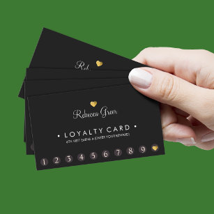 Gold Heart 10 Punch Salon Customer Loyalty Card Treuekarte