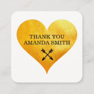 Gold Heart & Arrow / Danke Quadratische Visitenkarte