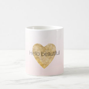 Gold Heart Blush Pink Ombre Hallo schön Kaffeetasse