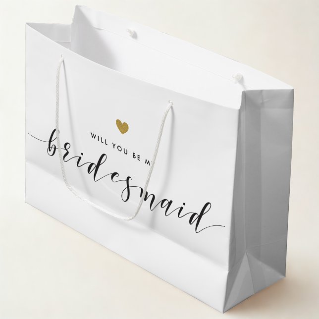 Gold Heart Bridesmaid Vorschlag Geschenktasche Große Geschenktüte (Von Creator hochgeladen)
