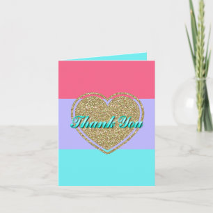 Gold Heart Color Block Danke Karte
