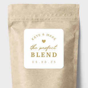 Gold Heart Die perfekte Blend-Gastgeschenk Hochzei Quadratischer Aufkleber