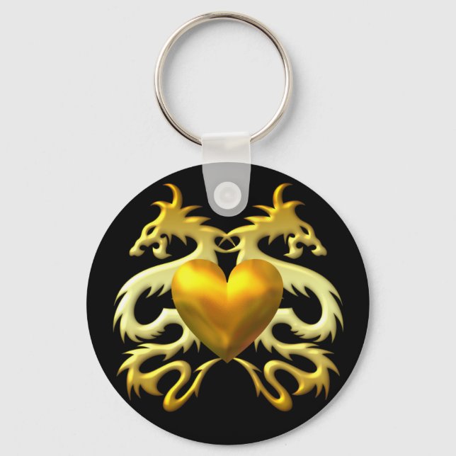 GOLD HEART DRAGONS SCHLÜSSELANHÄNGER (Vorderseite)