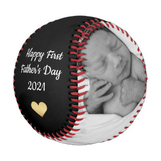 Gold Heart First Vathers Day BaseBall Keepake