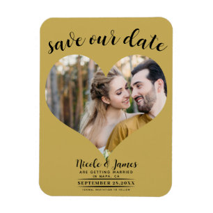 Gold Heart Foto Wedding Save the Date Magnet