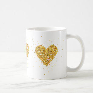 Gold Heart Glitzer Texture Tasse