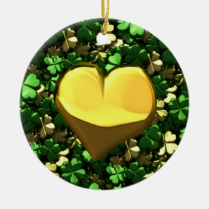 Gold Heart Kleeblatts Keramik Ornament