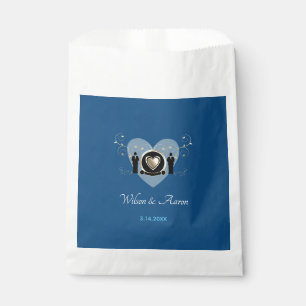 Gold Heart Male Wedding Blue Gefälligkeitsflagge Geschenktütchen