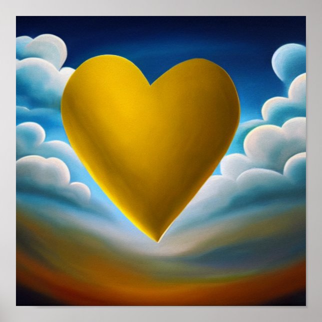 Gold Heart on Sky Background Poster (Vorne)