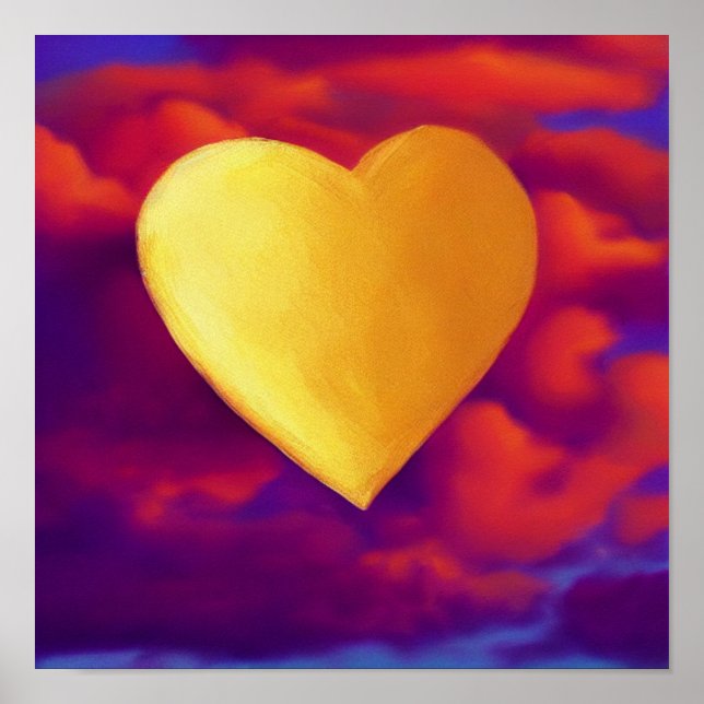 Gold Heart on Sunset Background Poster (Vorne)