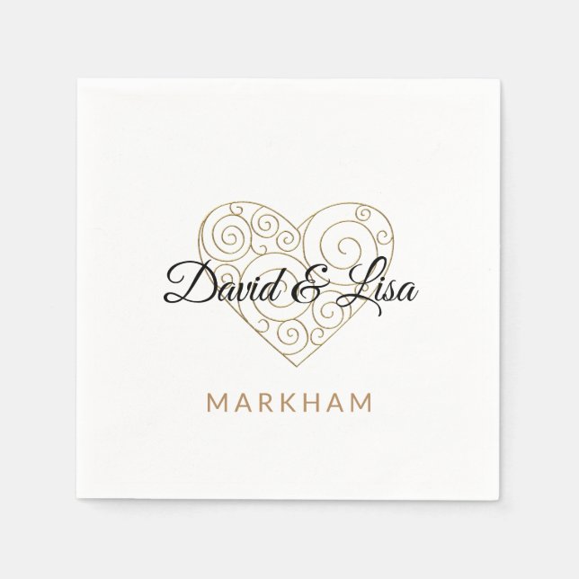 Gold Heart Paper Napkin Serviette (Vorderseite)