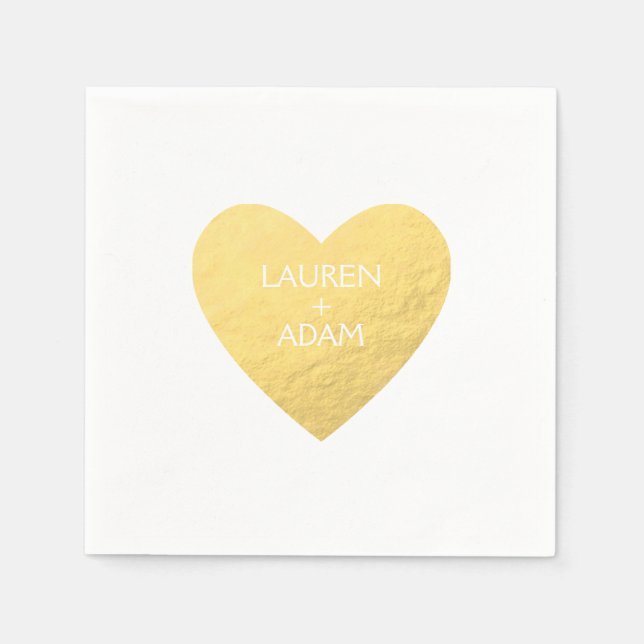 Gold Heart Paper Napkins für Hochzeiten Serviette (Vorderseite)
