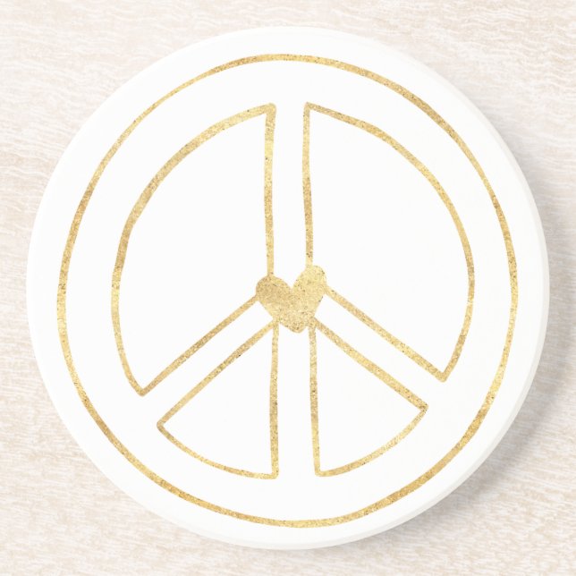 Gold Heart Peace Sign Untersetzer (Vorne)