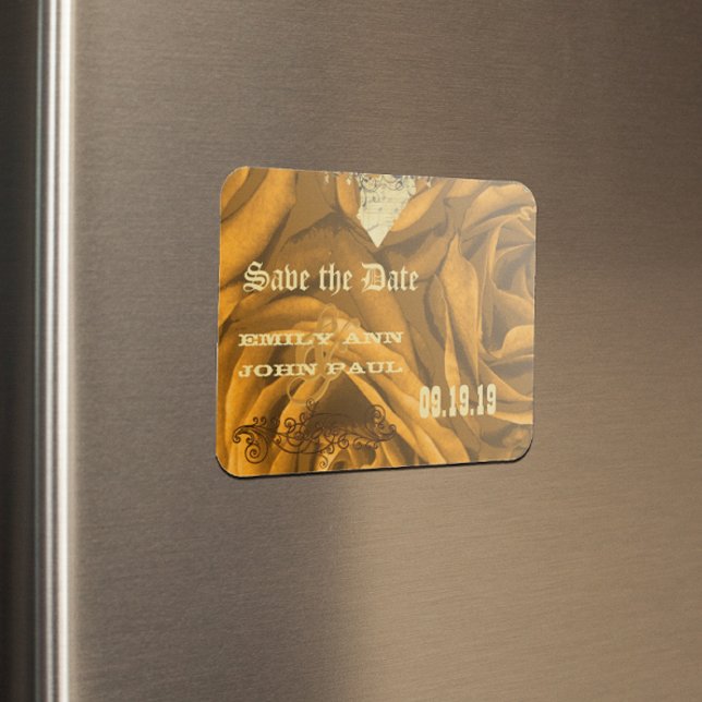 Gold Heart Rose & Buttterfliegen Save the Date Magnet (Von Creator hochgeladen)