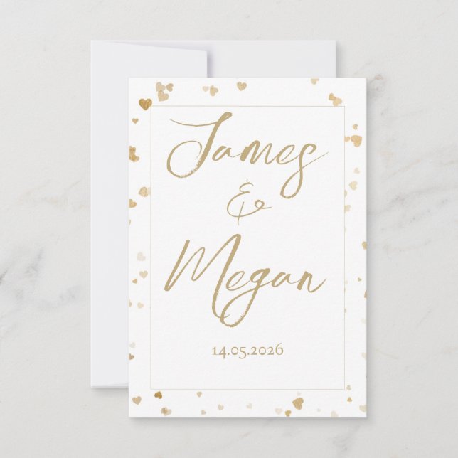 Gold Heart Save the Date Cards (Vorderseite)
