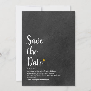 Gold Heart Schrift Save the Date Definition